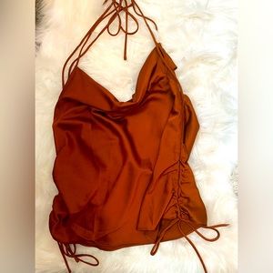 Fashion Nova Satin Rust (Pull My Strings) Matching Set - Medium